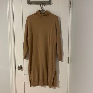 Uniqlo Large Camel turtleneck wool dress